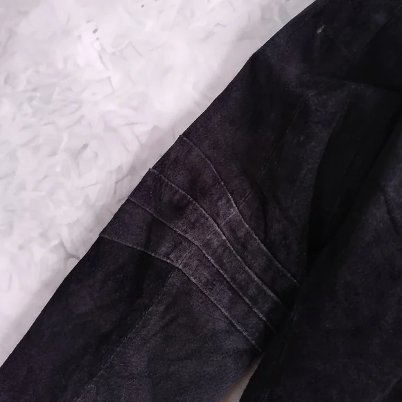 Vintage Bum Equipment Women’s Black Suede Zip-Front Leather Jacket - Picture 5 of 14